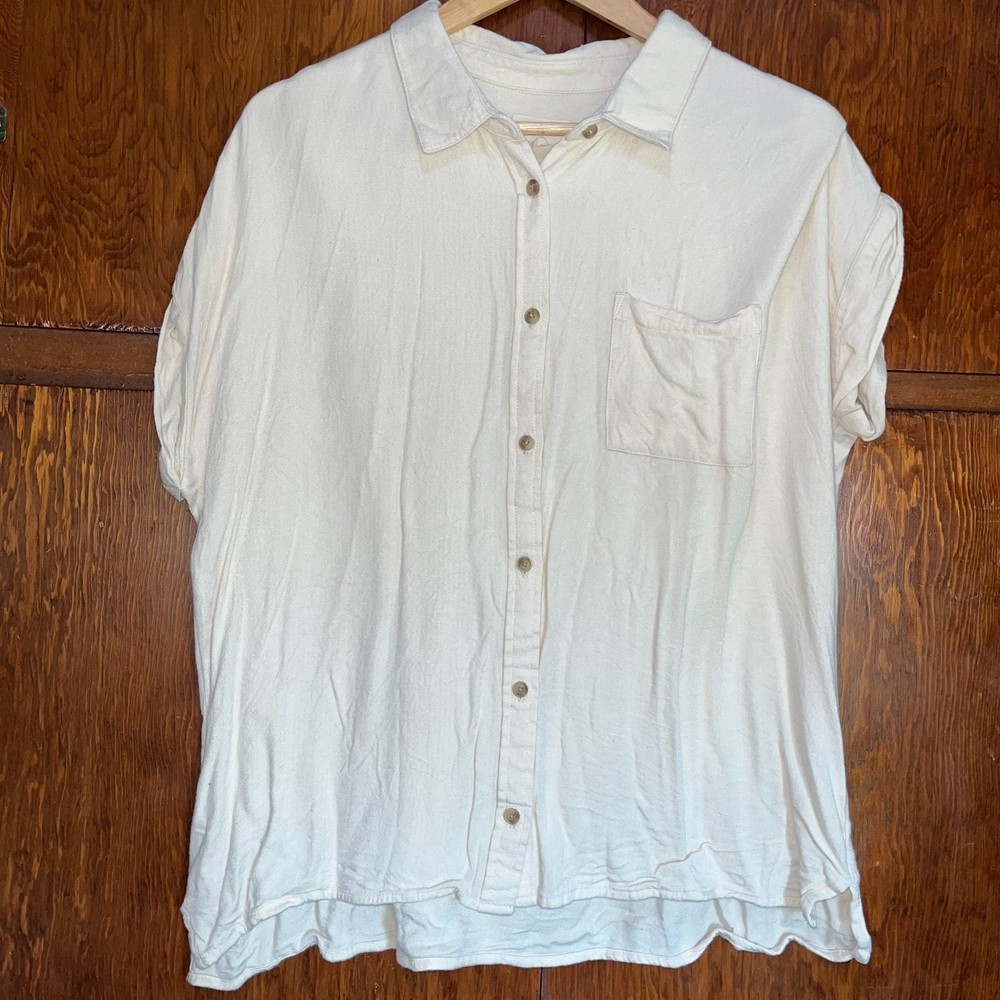 Thread and Supply Minimalist Neutral 100% Rayon Beachy Coastal Top Women's L